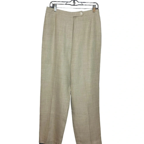 Evan Picone vintage pants linen look tan texture women’s size 16 - Picture 2 of 13